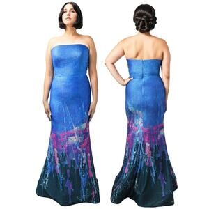 Rene Ruiz Collection Strapless Stretch Gown Art to Wear Fairycore Mermaid Sz 16